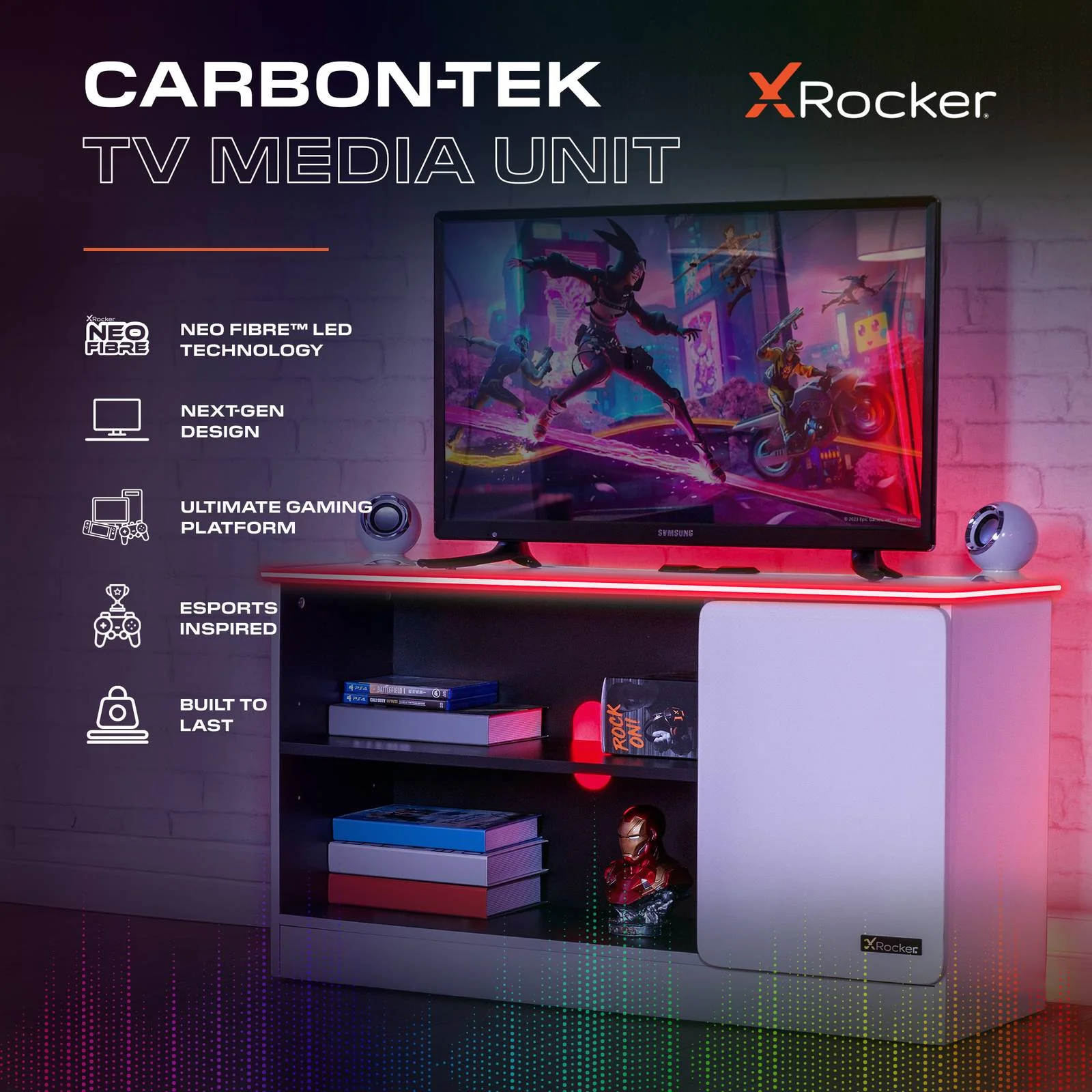 Carbon-Tek LED TV Media Unit - White RGB