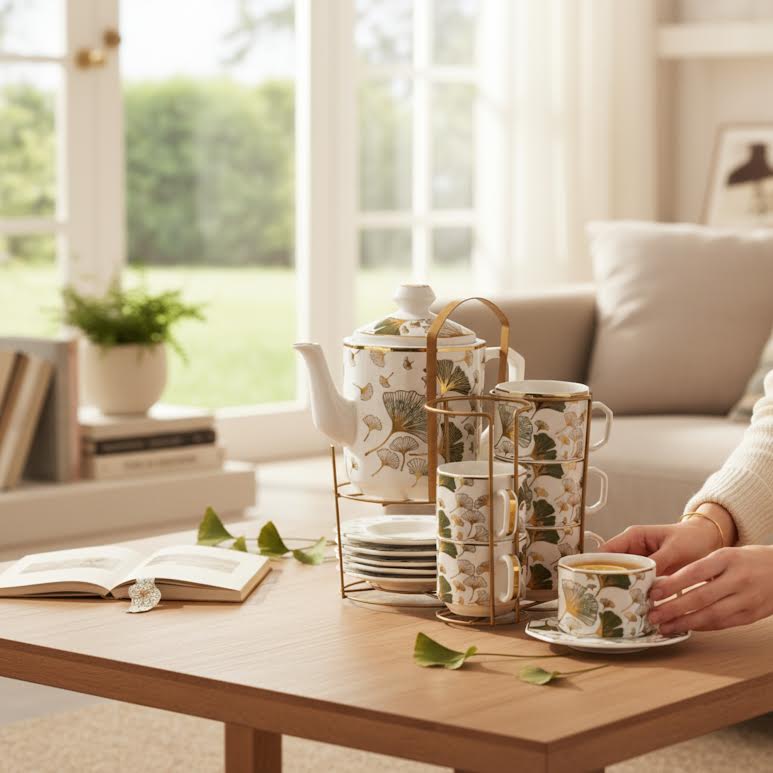 13 Piece Tea Set Multicoloured