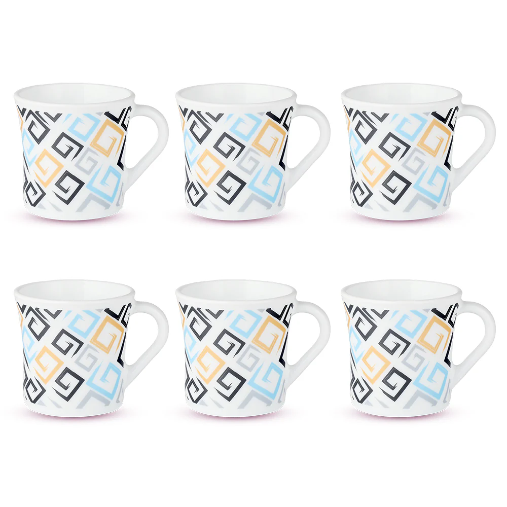 Larah by Borosil Crysta Ember Mug Set, 100ml x 6