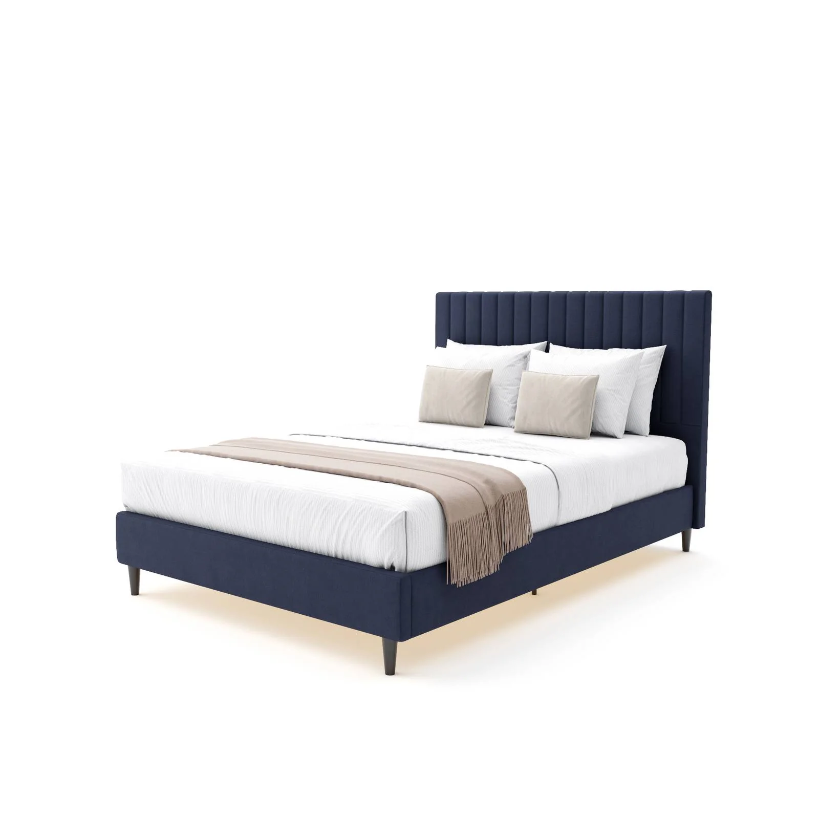 Maisie Upholstered Velvet LED Bed - Navy Blue (2 Sizes)