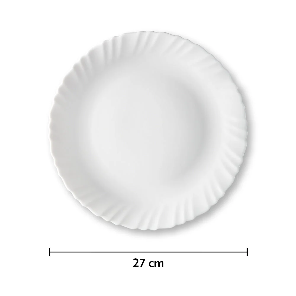 Larah by Borosil White Full Plate Set, 6 pc