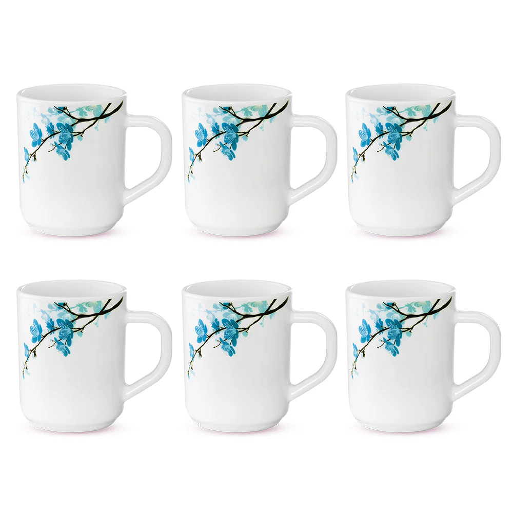 Larah by Borosil Mimosa Mug Set, 180ml x 6