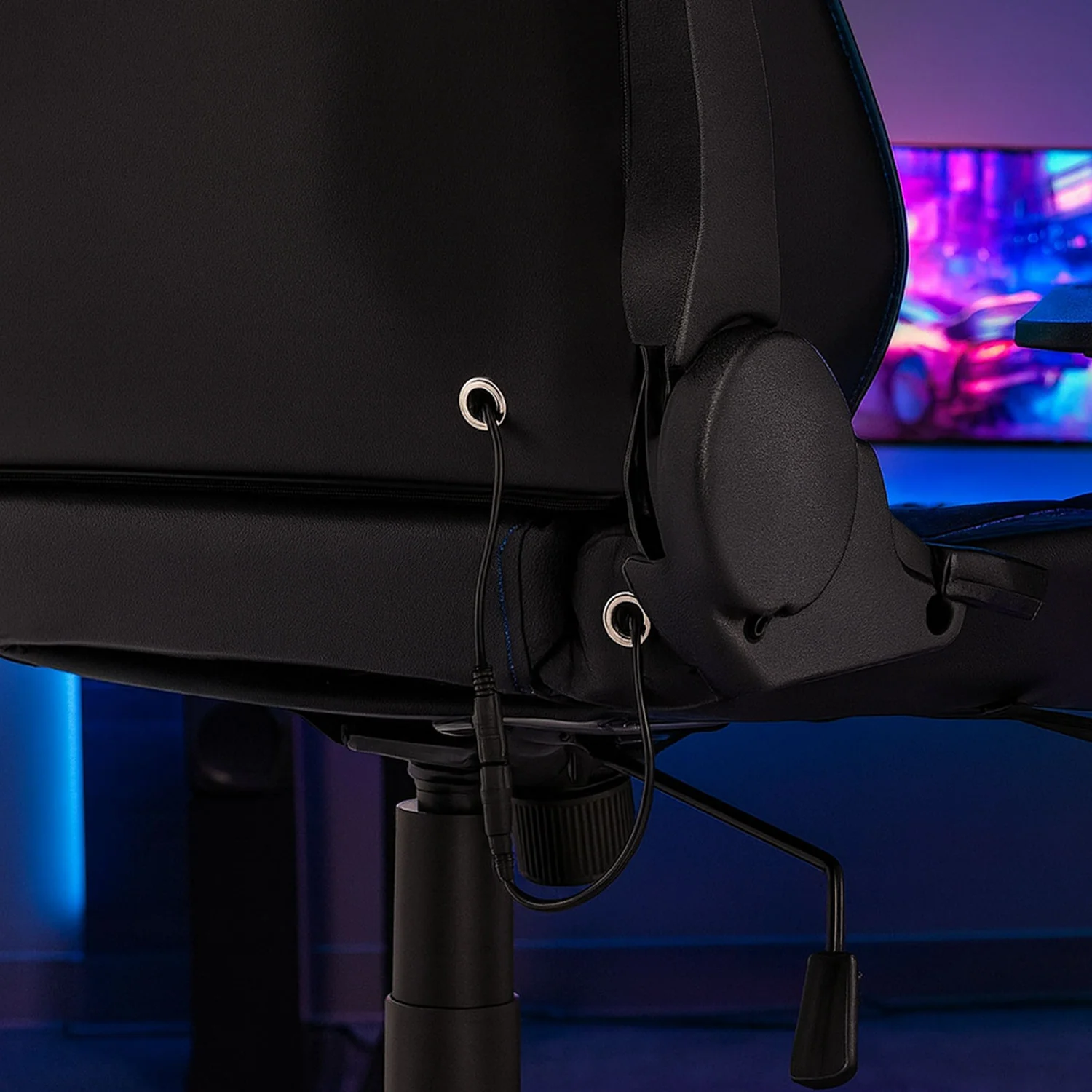 Neo Gaming Chair Black Leather with LED Lights