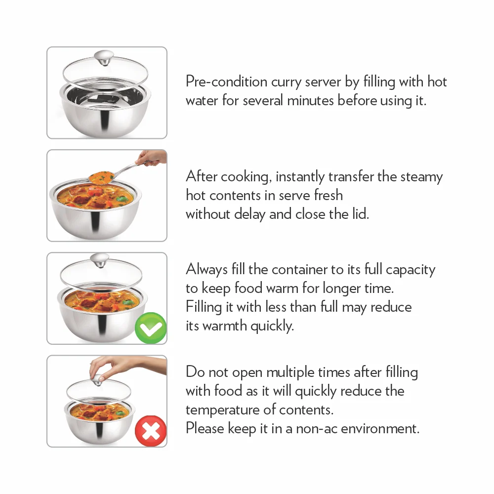 Borosil Servefresh Curry Server Set of 2, 500ml + 900ml