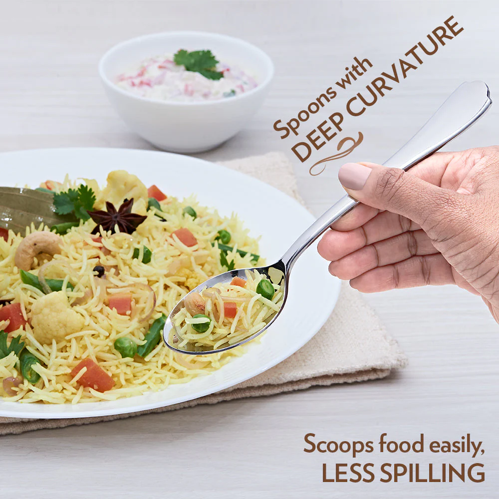 Borosil Eva Dinner Spoon, Set of 6-18 cm