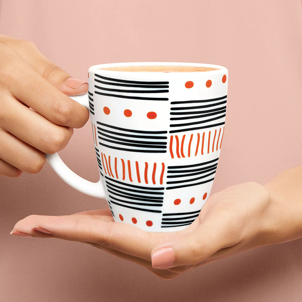 Larah by Borosil Doodle Mug Set, 400ml x 2