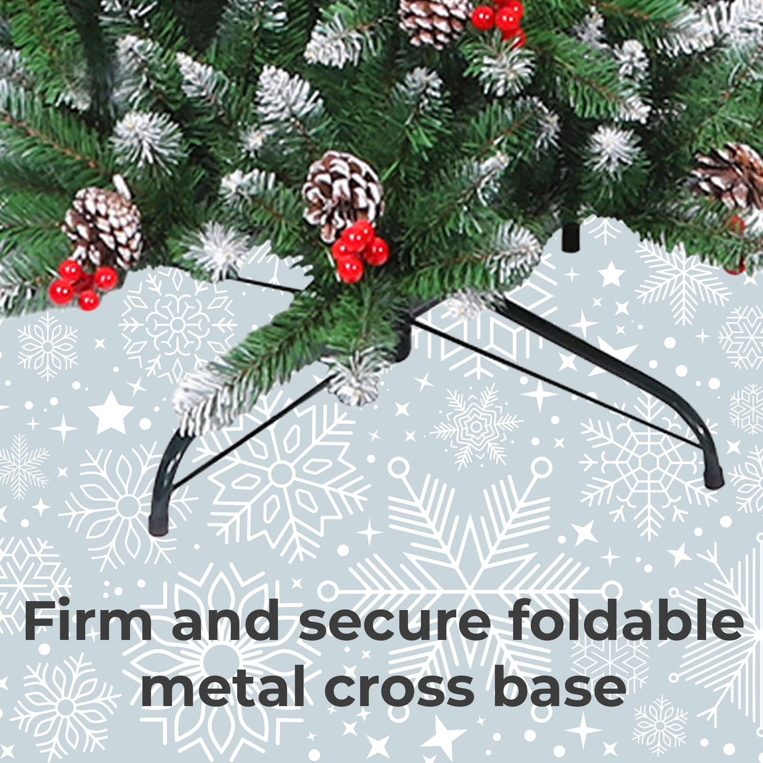 Neo Christmas Tree Artificial 7-Foot Flocked Pine Cone Red Berries