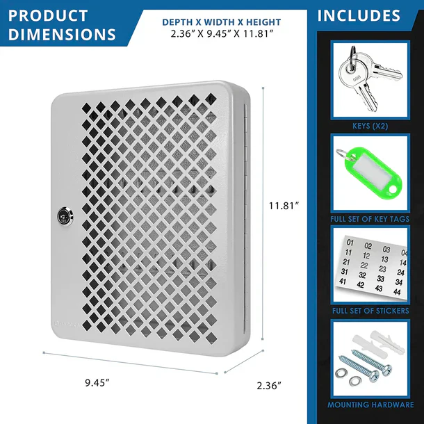 Barska CB13756 27 Capacity Fixed Position Mesh Front Key Cabinet with Key Lock