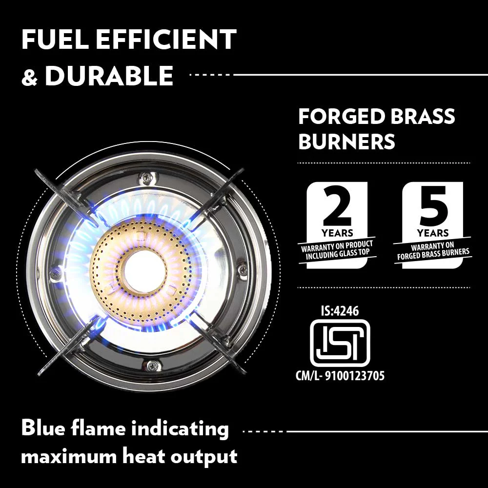 Borosil Magnum Glass-top Gas stove, 3 Burners