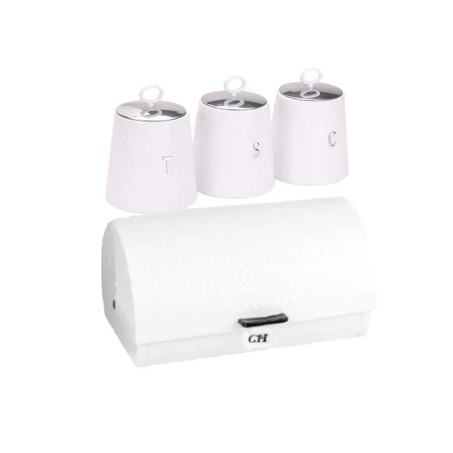 CH Wave 4 Piece Canister Set White