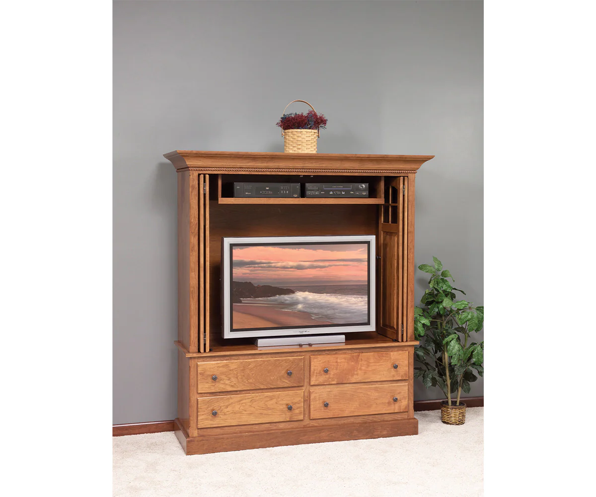 Amish Deluxe TV Cabinet With Four Drawers