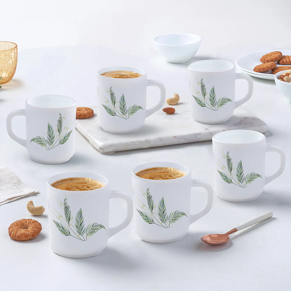 Larah by Borosil Breeze Mug Set, 240ml x 6