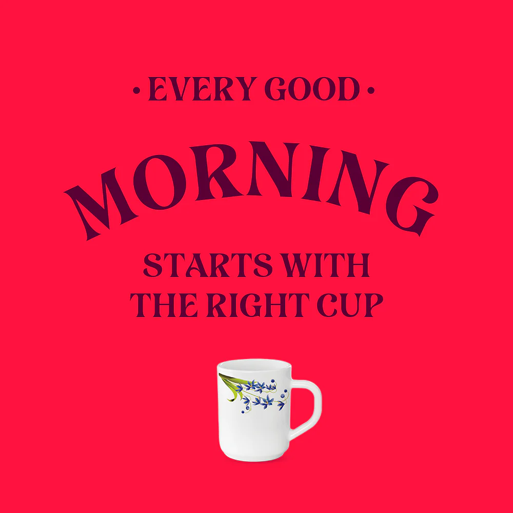 Larah by Borosil Lavender Mug Set, 240ml x 6