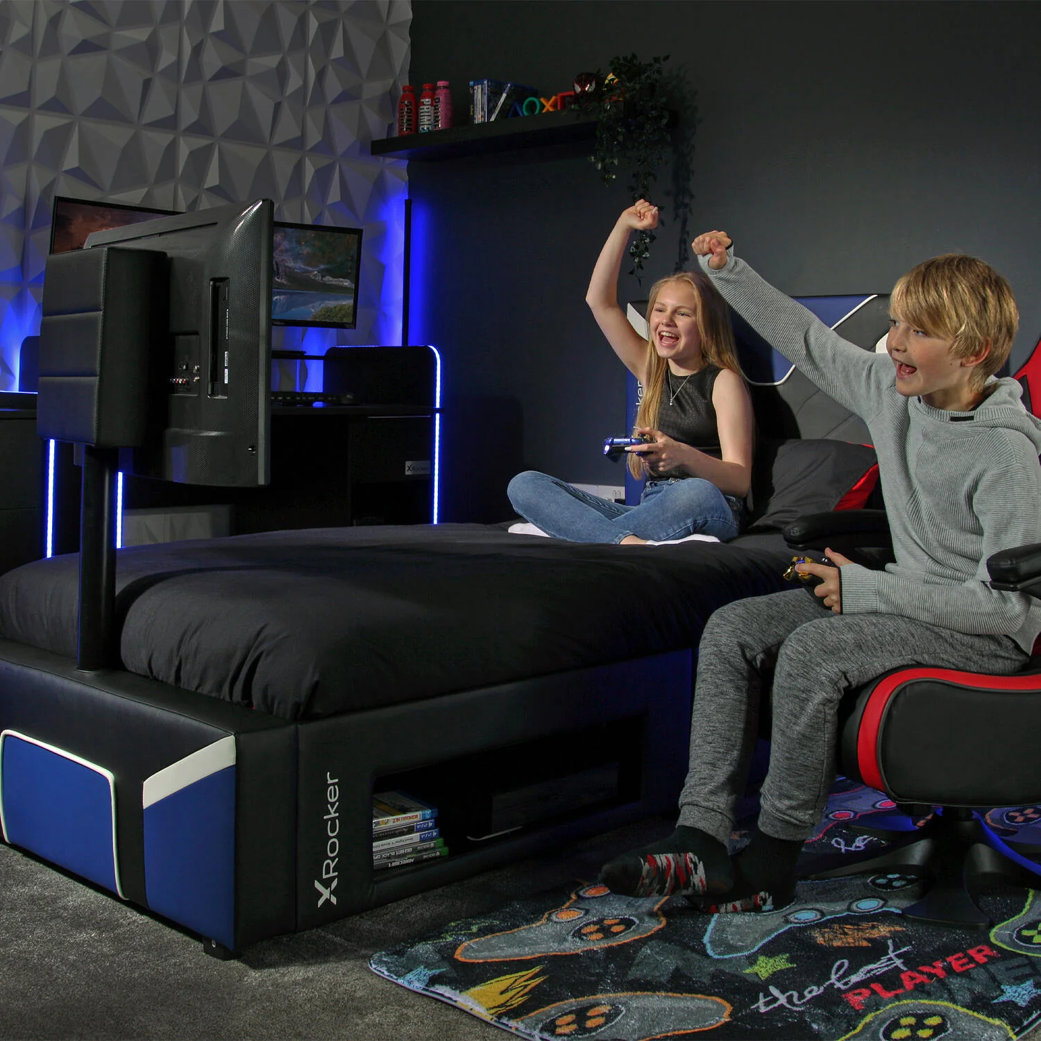 Cerberus Twist Single TV Gaming Bed - Blue