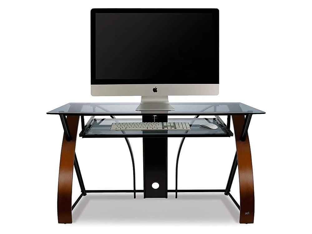 Bell'O Curved Wood Computer Desk with Keyboard Tray