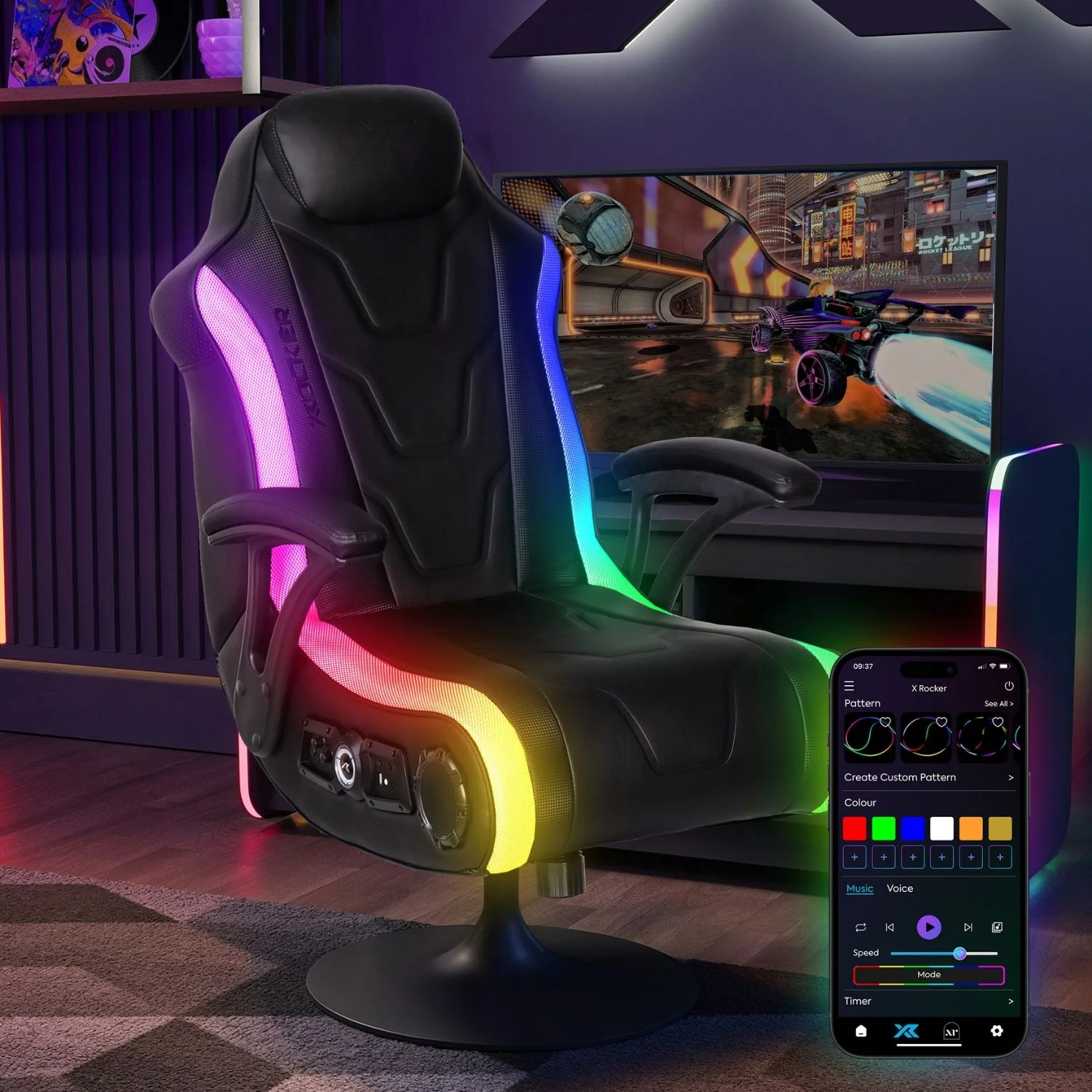 Monsoon RGB 4.1 Audio Console LED Gaming Chair - Black