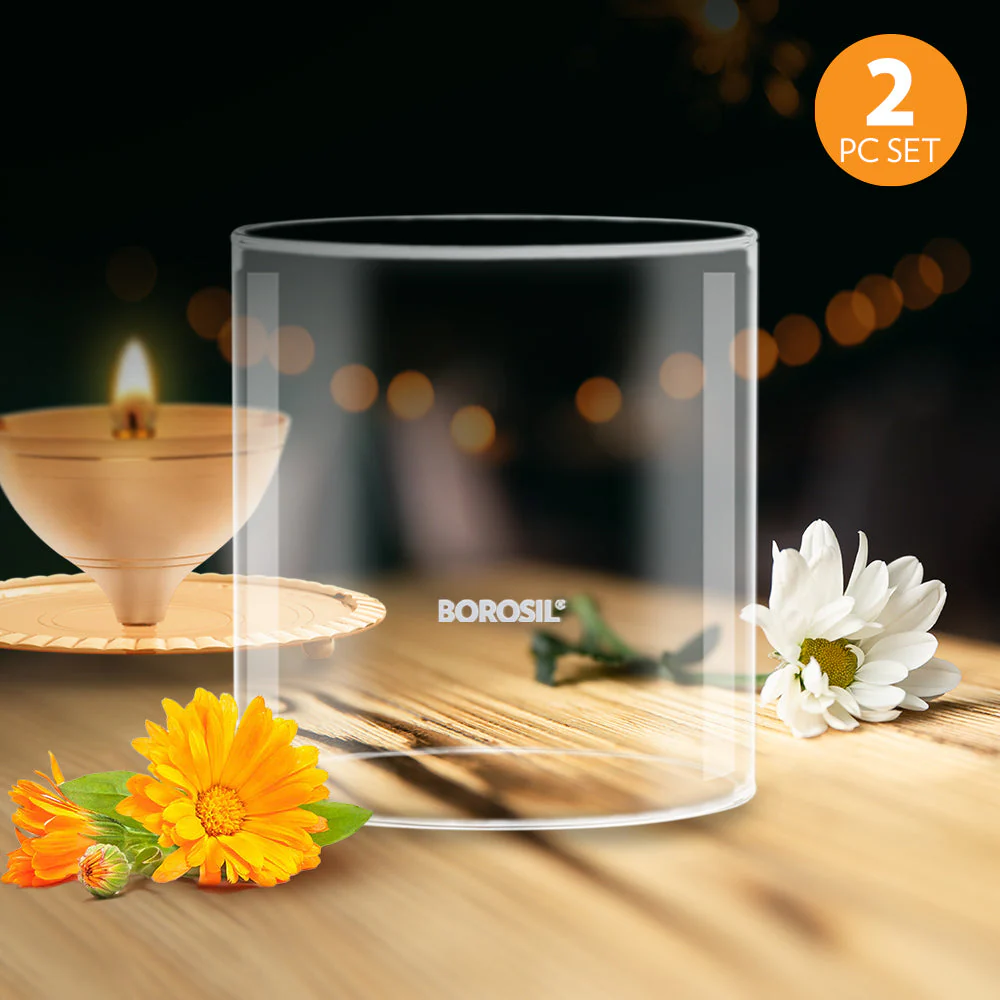 Borosil Glass Chimney Set of 2, Large