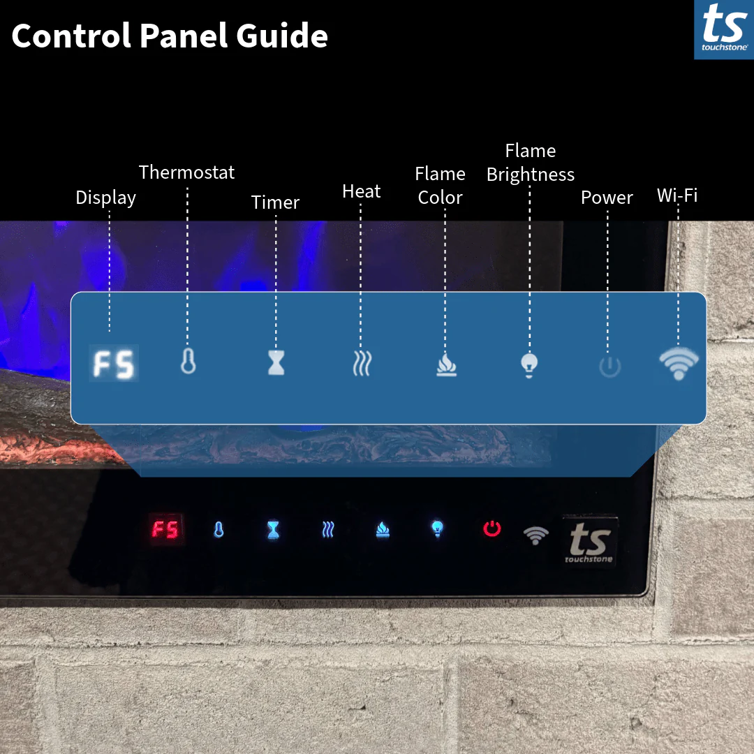 Sideline Fury 46 Inch Slim-Depth Recessed Smart Electric Fireplace 80053
