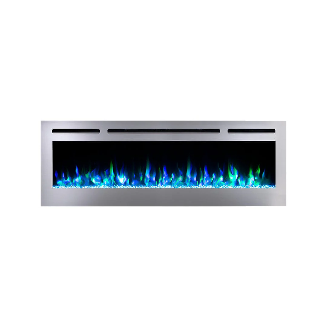 The Sideline Deluxe Stainless Steel 60 Inch Recessed Smart Electric Fireplace 86277