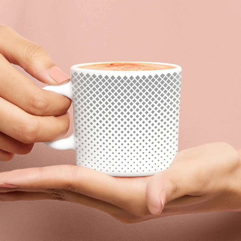 Larah by Borosil Grey Pixel Mug Set, 180ml x 6