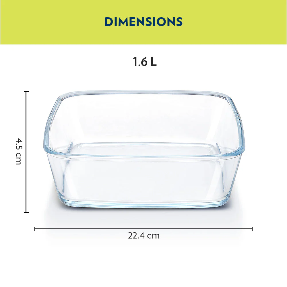 Borosil Square Baking Dish, 1.6L