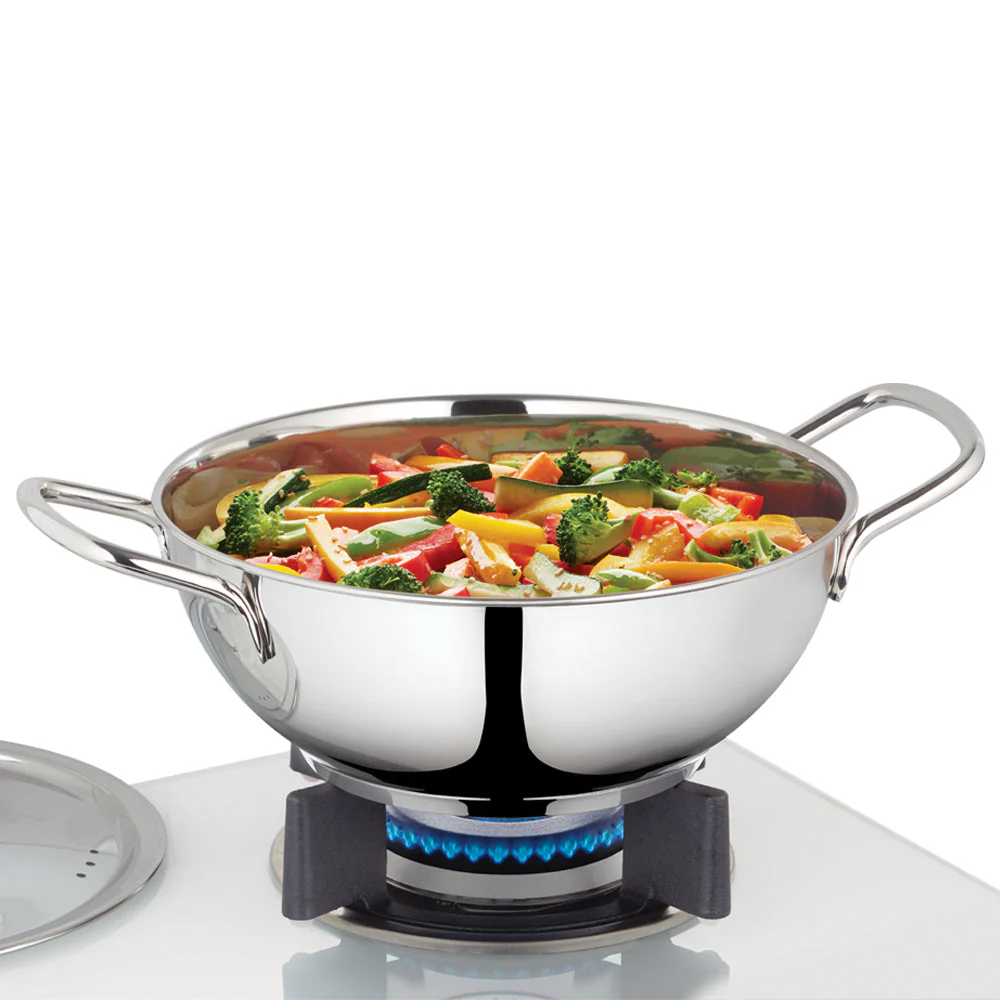 Borosil Cookfresh SS Deep Kadhai + Lid, 2.3L