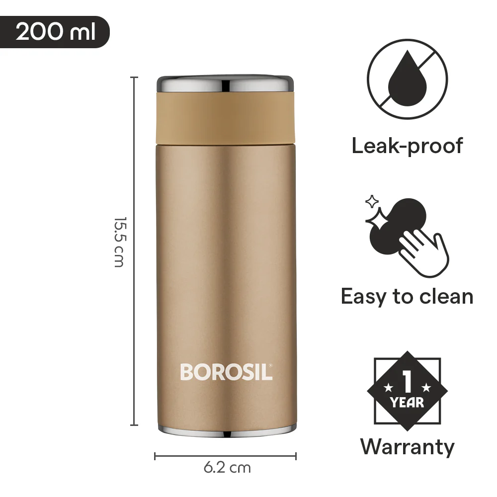 Borosil Travelsmart Rose Gold, 200ml