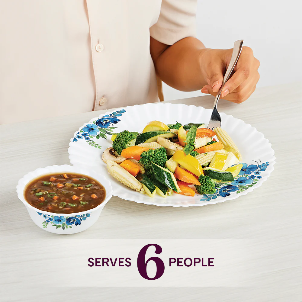 Larah by Borosil Pansy Dinner Set, 66 pc