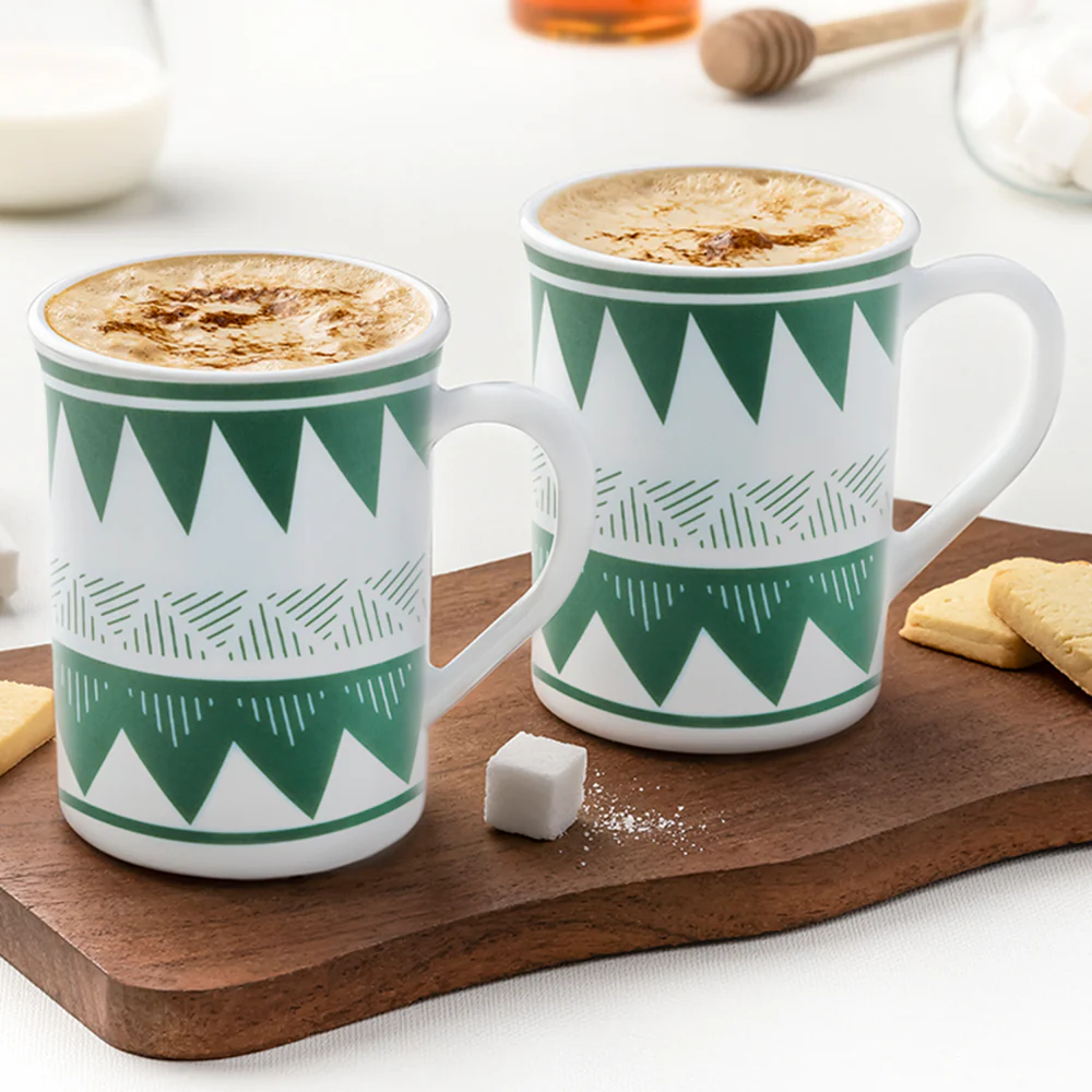 Larah by Borosil Tri Wave Mug Set, 350ml x 2