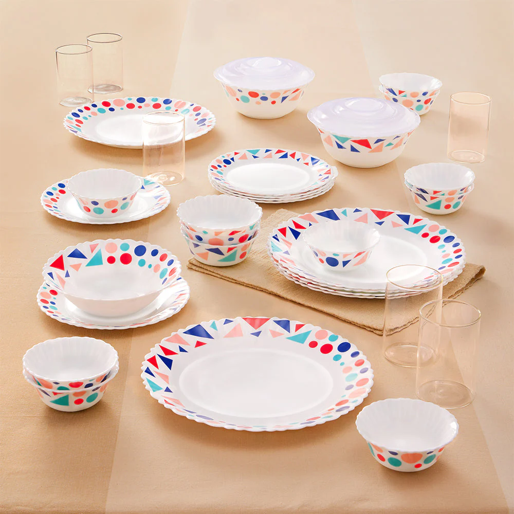 Larah by Borosil, Speckle Dinner Set, 35 pc
