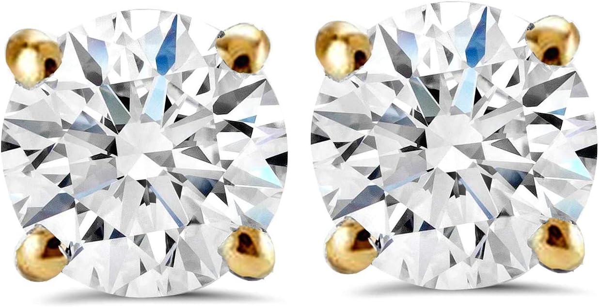 1 Carat (ctw) Diamond Studs in 14k White or Yellow Gold Lab Grown