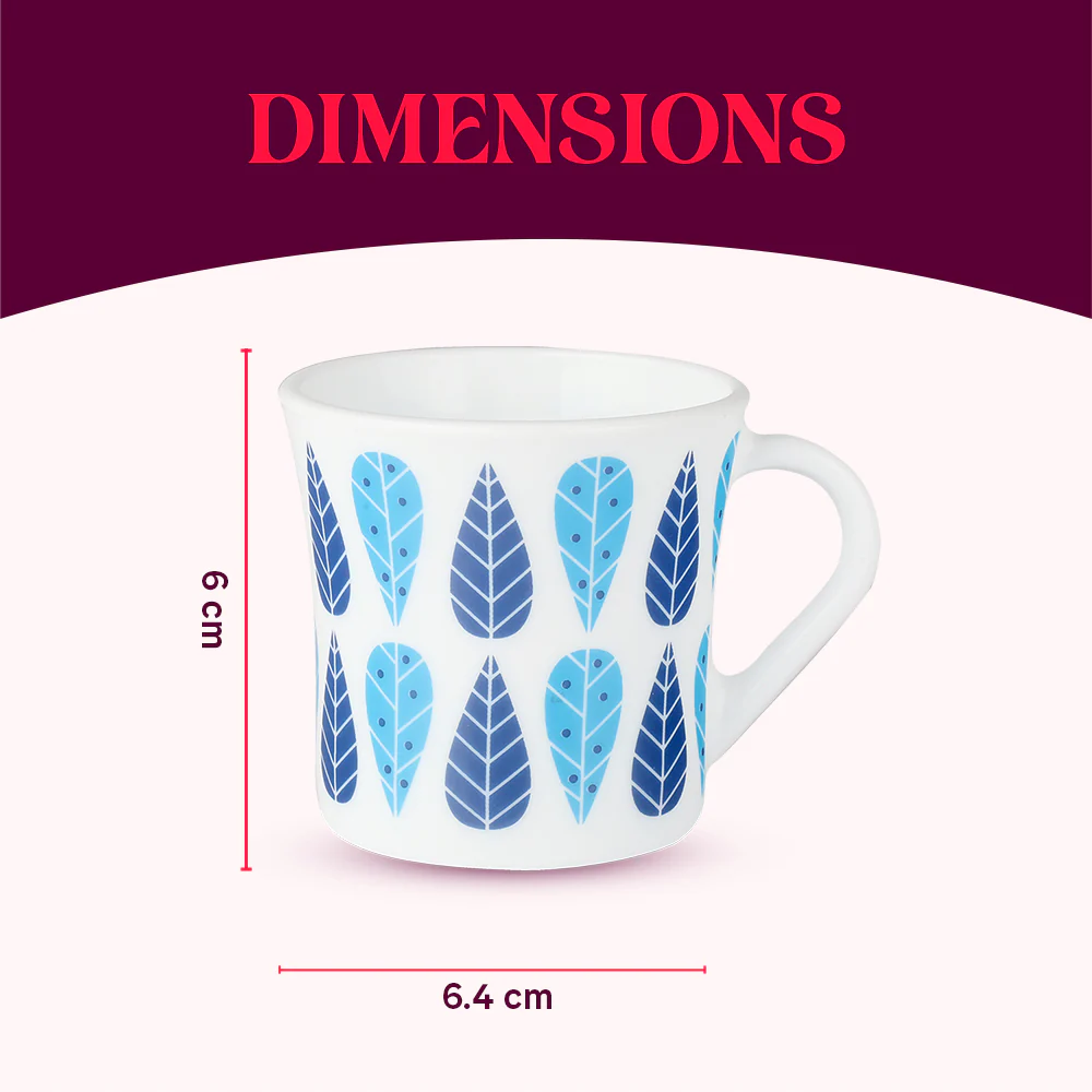 Larah by Borosil Crysta Fable Mug Set, 100ml x 6