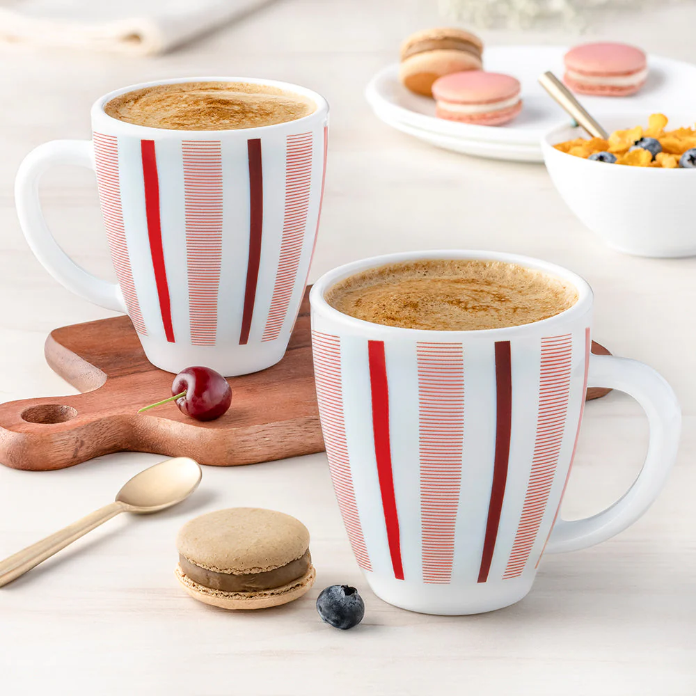 Larah by Borosil Red Strip Mug, 390ml