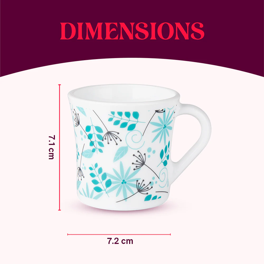 Larah by Borosil Crysta Stardust Mug Set, 160ml x 6