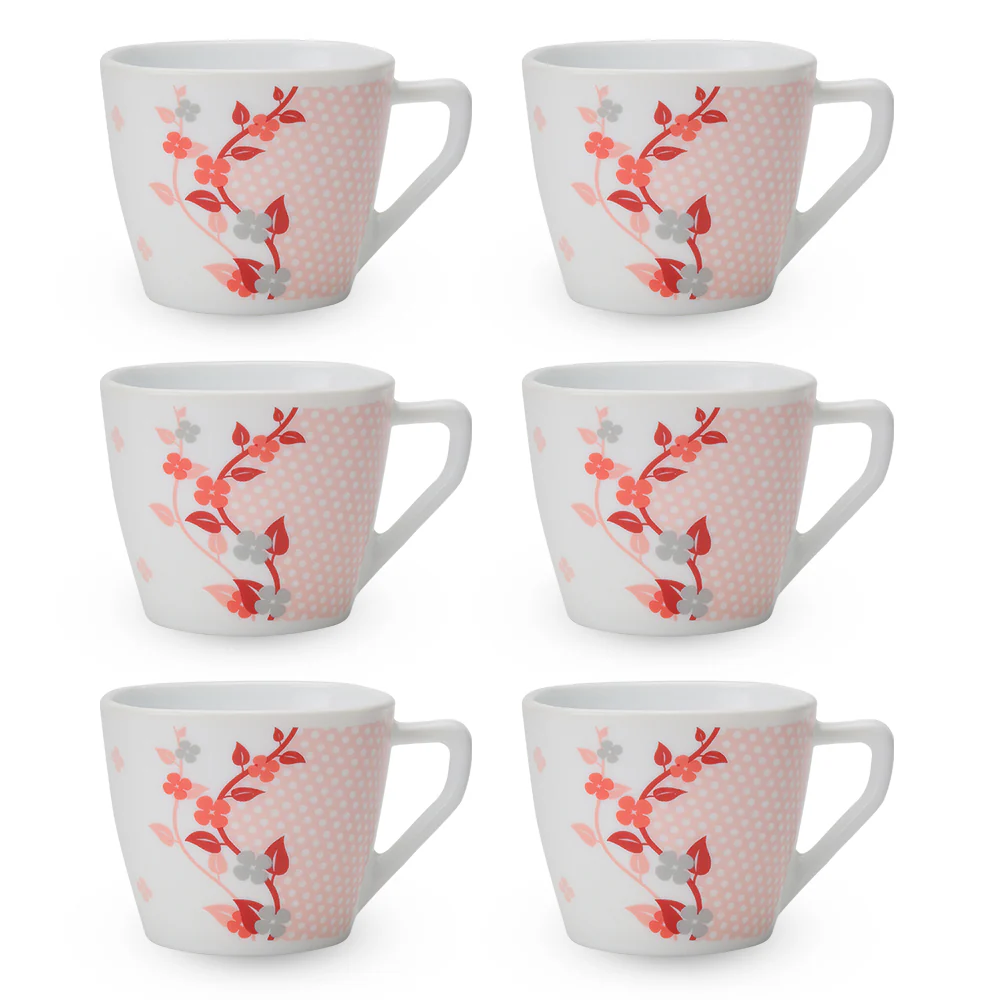 Larah By Borosil Viola Pink Cup Set, 220ml x 6