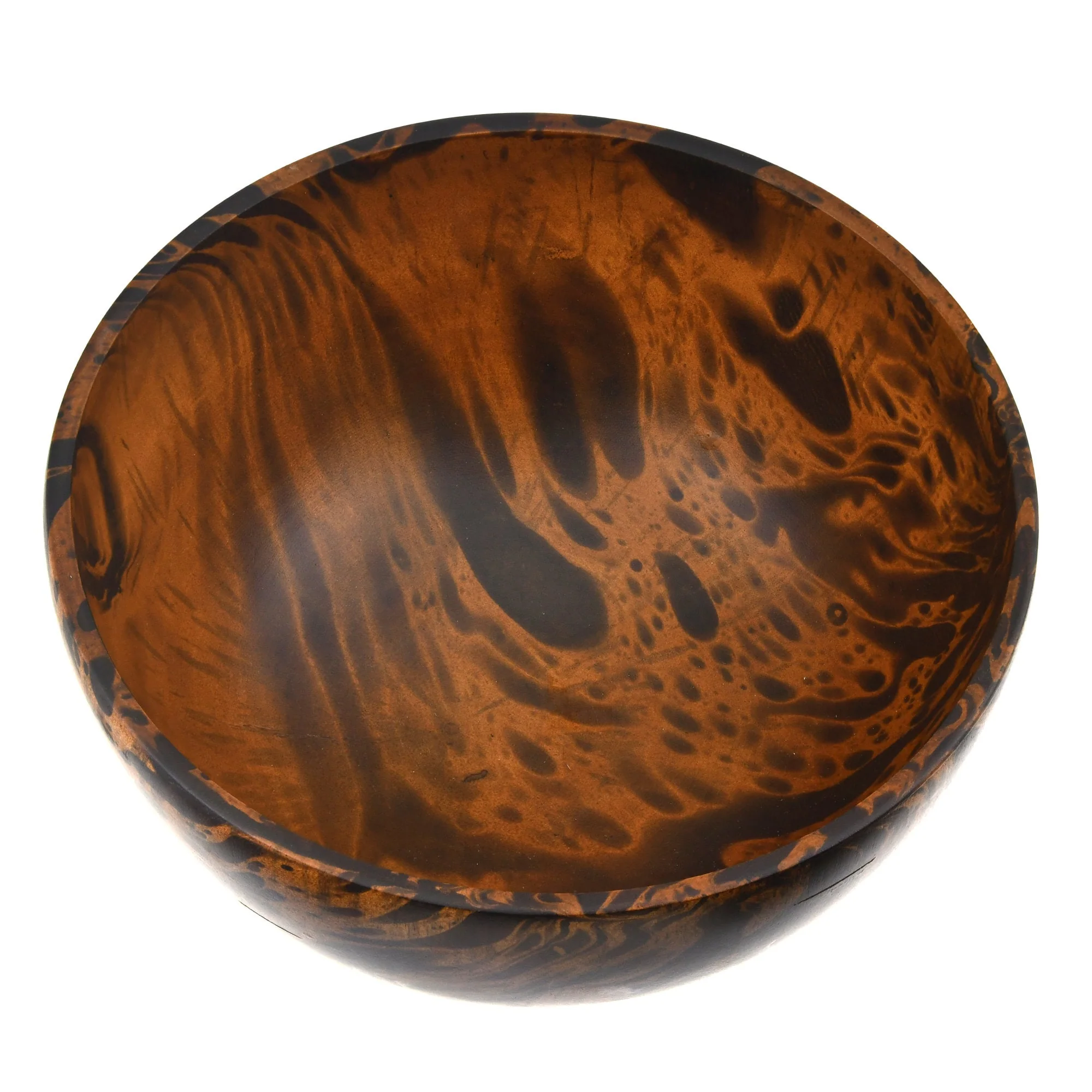 10 Inches Mango Tree Wood with Dark Stain Kitchen Serving Bowl