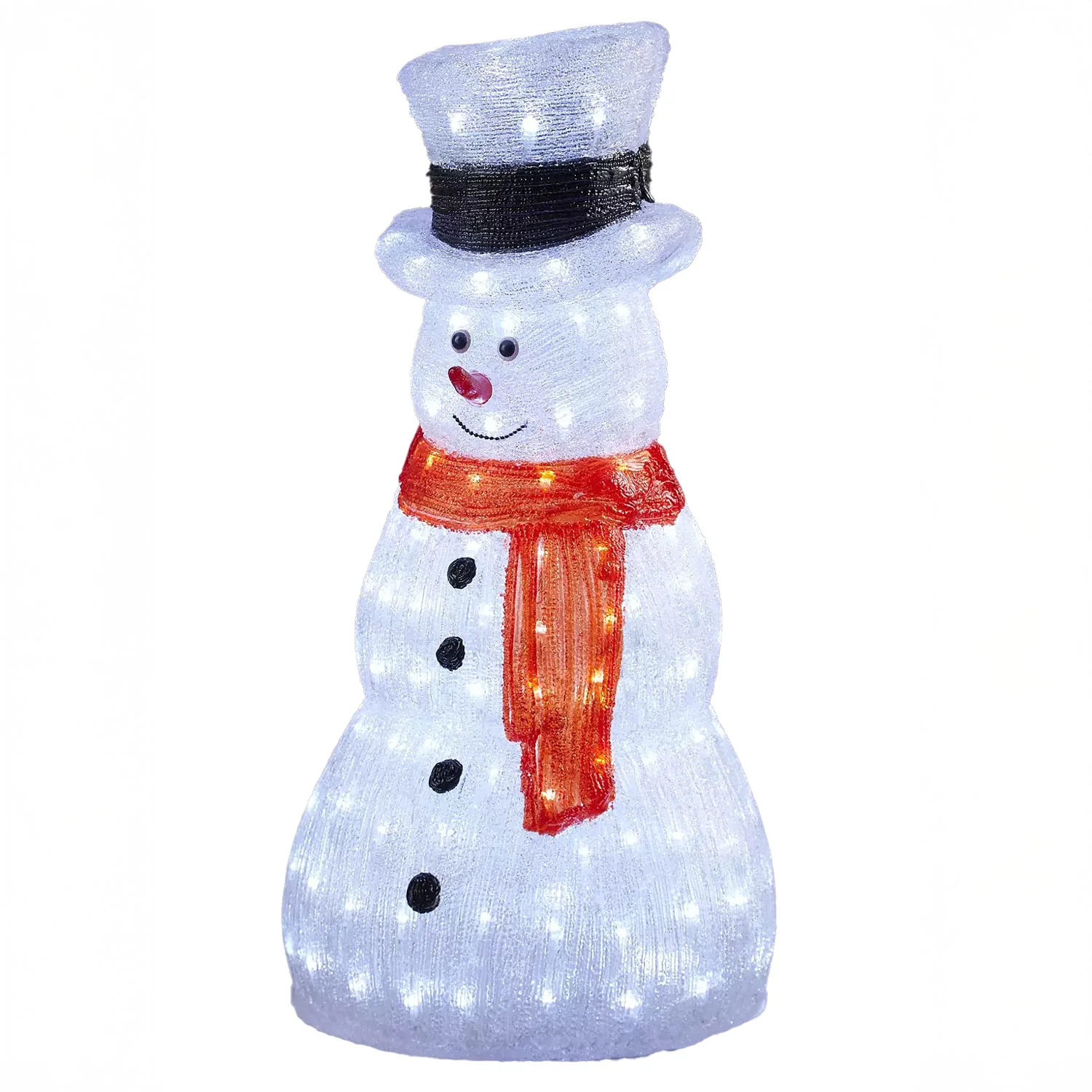 Neo 70cm Acrylic Light Up Snowman Outdoor Festive Christmas Garden Porch Decoration Display Warm White Bright LEDs Illuminated Weatherproof