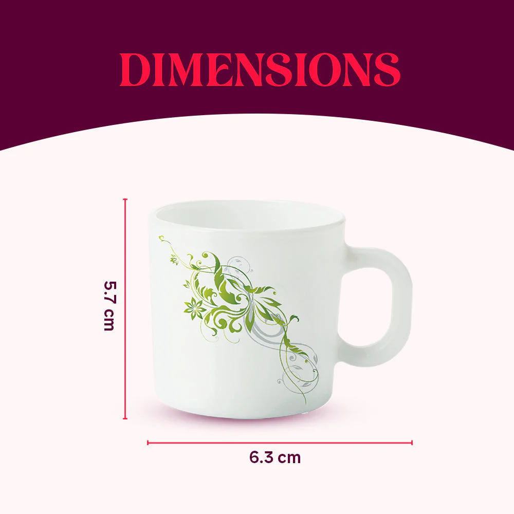 Larah by Borosil Erba Mug Set, 180ml x 6