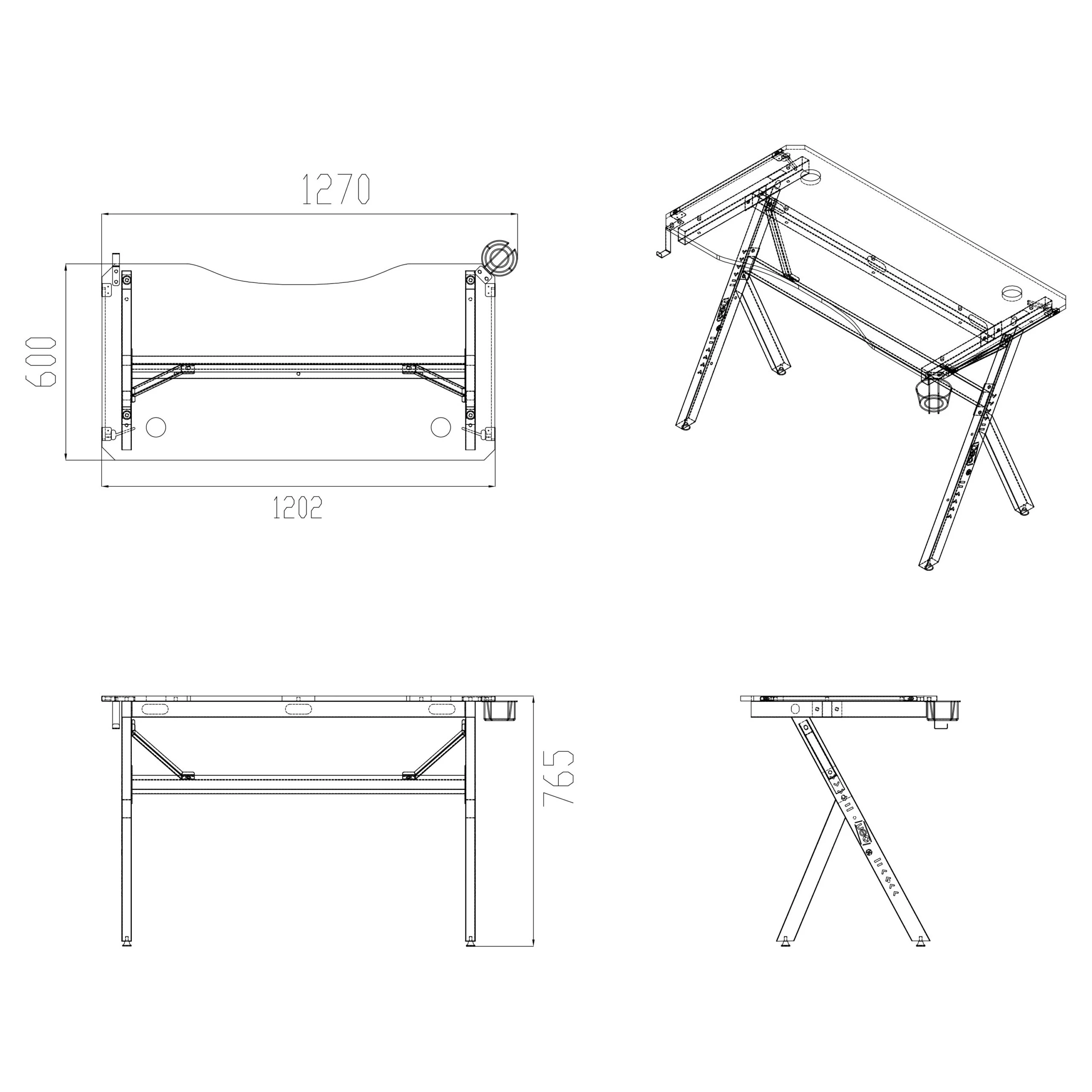 Neo LED Ergonomic Gaming Desk with Cup Holder and Cable Management