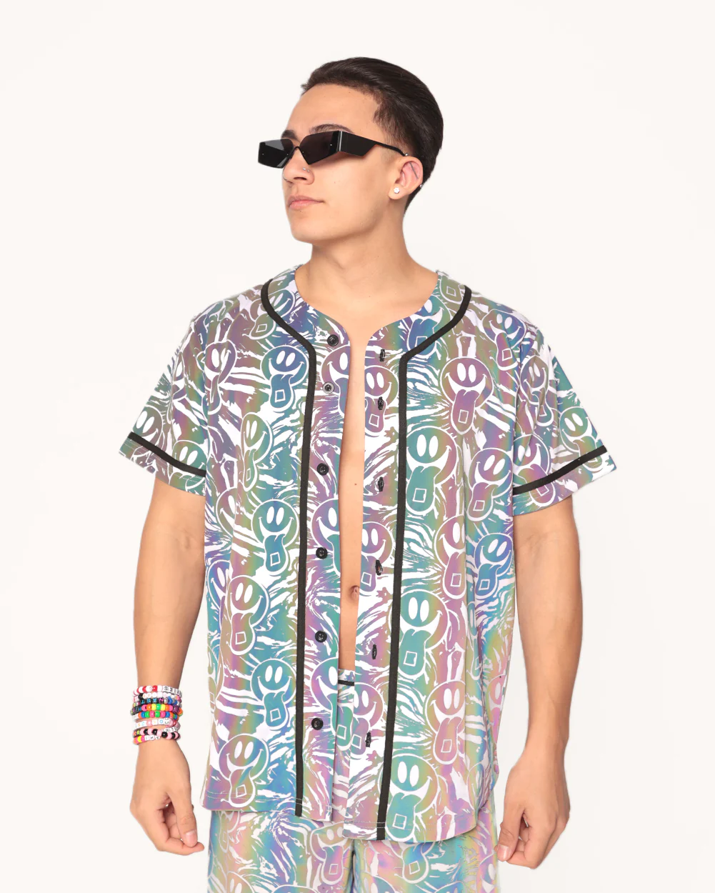 Happy Hour White Reflective Baseball Jersey