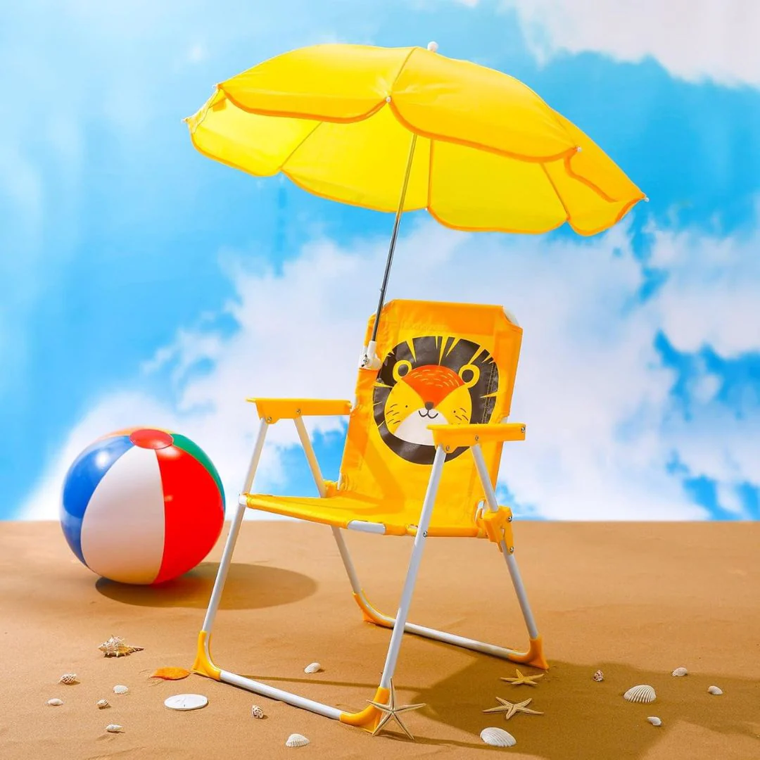 SILLA PLAYERA CON SOMBRILLA PARA NIÑOS ESTAMPADO DE LEÓN 093-557 MUNBE