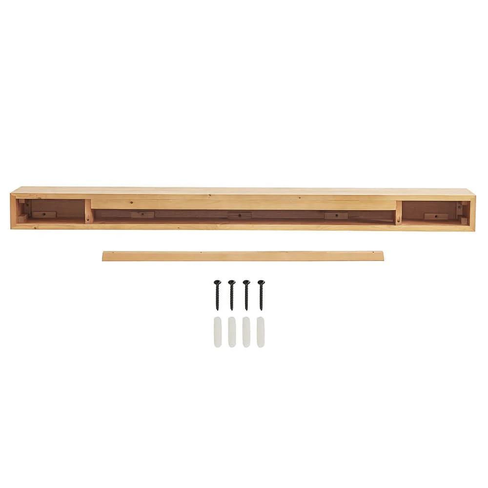 Encase Floating Natural Electric Fireplace Wood Mantel