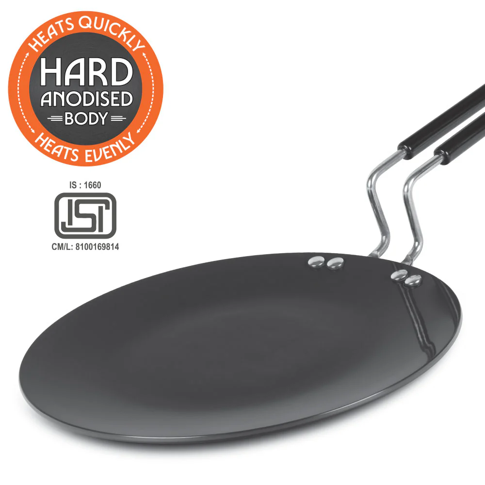 Hard Anodized Concave Tawa, 22 cm