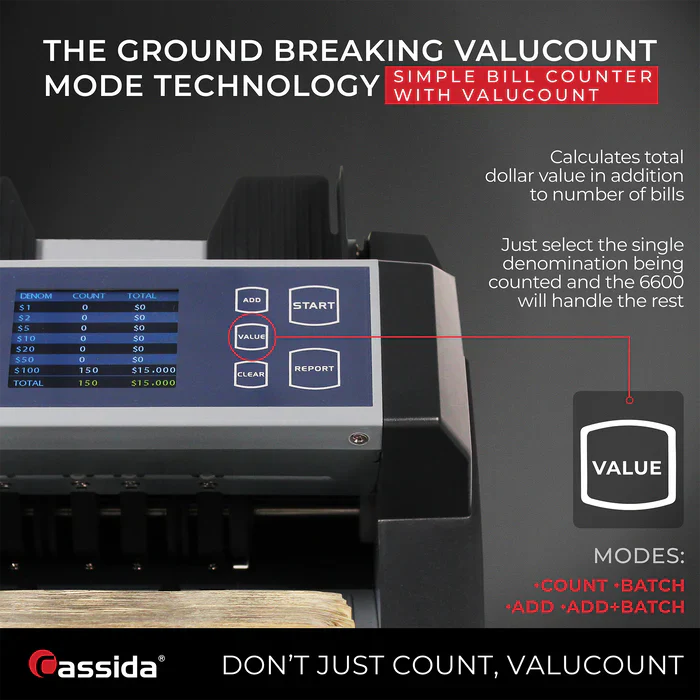 Cassida 6600 UV/MG Business Grade Bill Counter with ValuCount