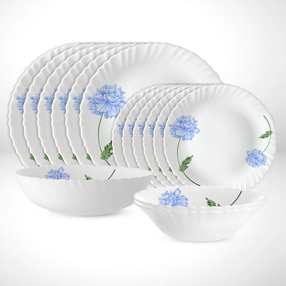 Larah by Borosil Blue Mist Dinner Set, 9 pc
