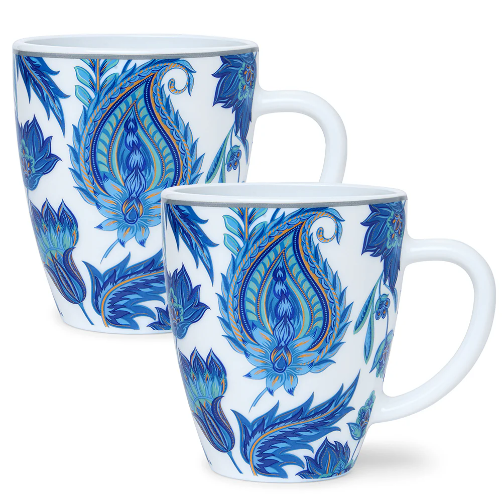 Larah By Borosil New Iris Mug Set, 390ml x 2
