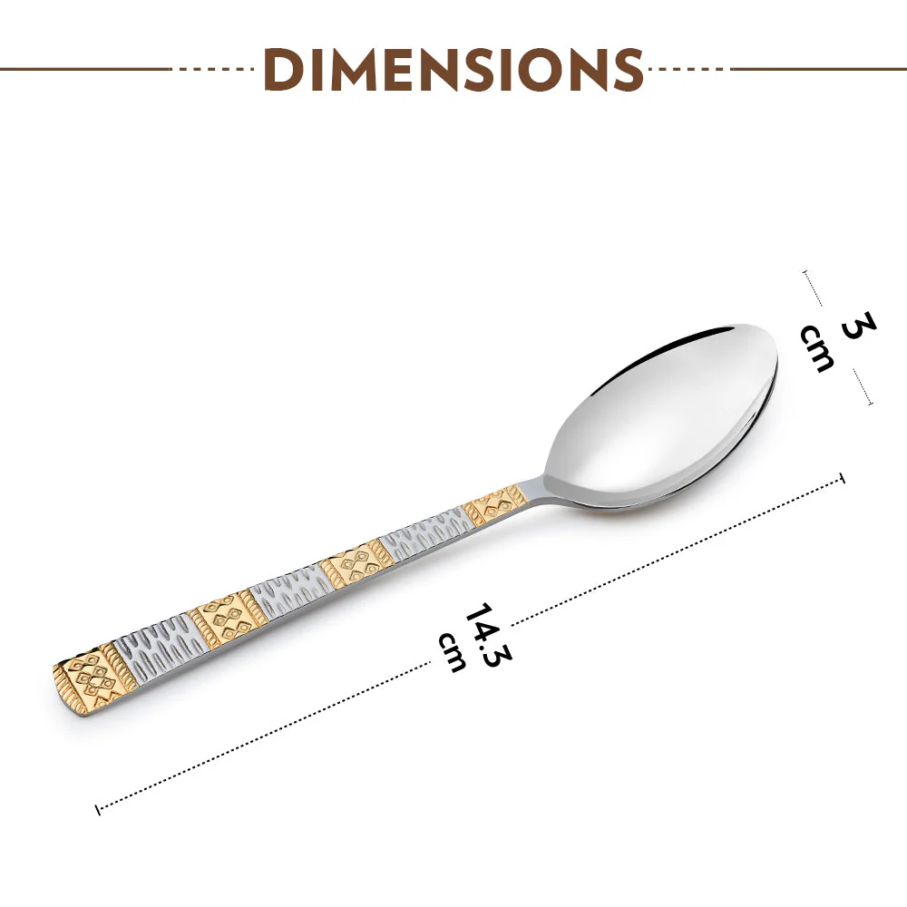 Borosil Gold Tea Spoon, Set of 6, 14.3 cm