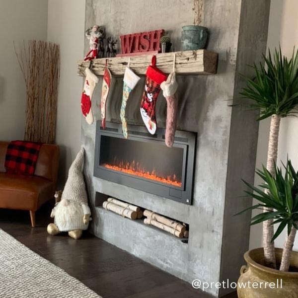 The Sideline Steel 50 Inch Mesh Screen Non Reflective Recessed Electric Fireplace 80013