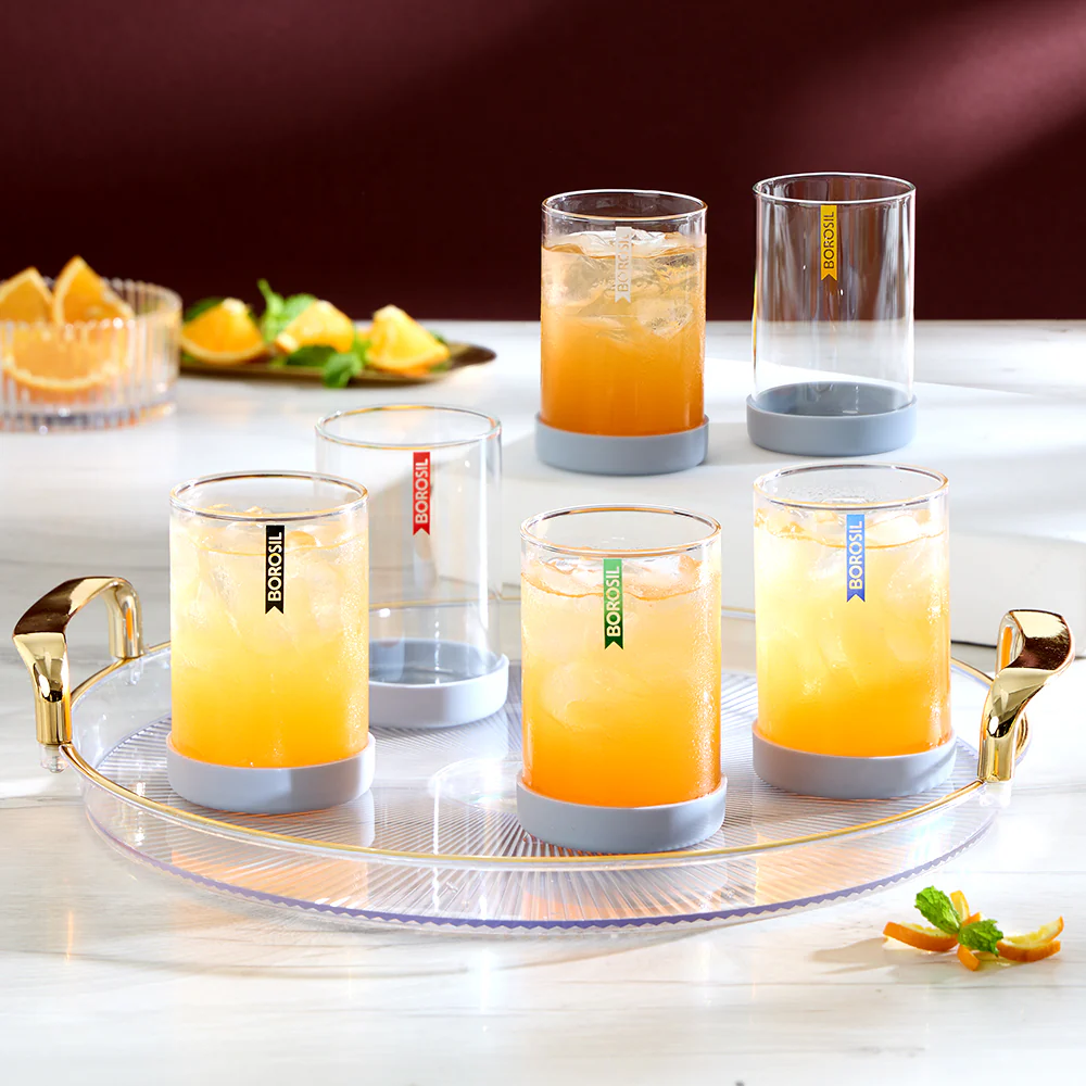 Borosil Vision Glass Set of 6, 295 ml, Flint Gray