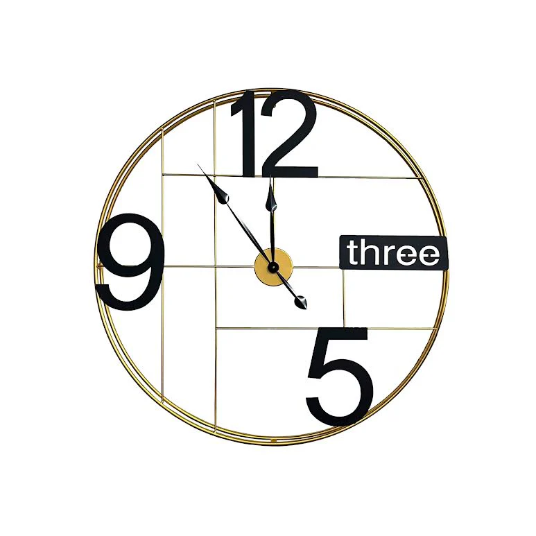 60cm Wall Clock Black & Gold